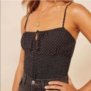 Reformation Carine Black Polka Dot Tank